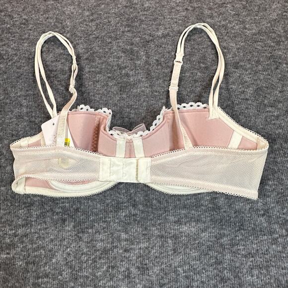 b tempt'd Bra Womens 32B Off White Nude Lace UnderWire Adjustable Lingerie Bow - Picture 3 of 6